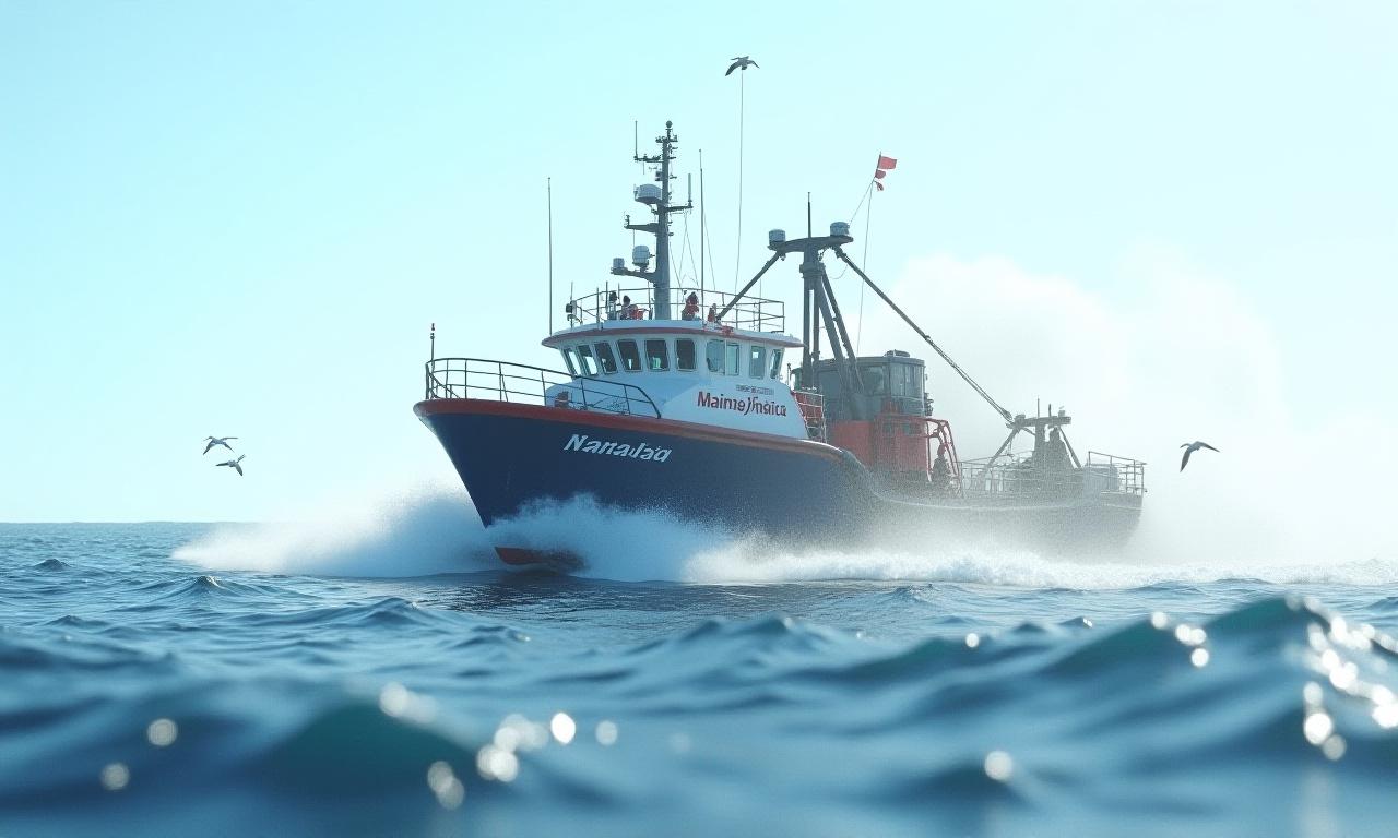 Barco de la flota cantábrica faenando con equipos de Marea Mítica.