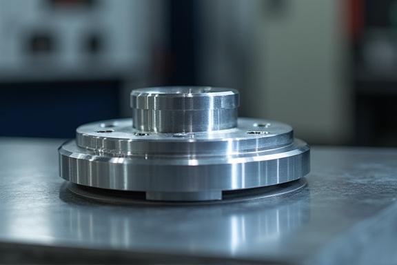 Pieza metálica customizada recién salida de una máquina CNC.